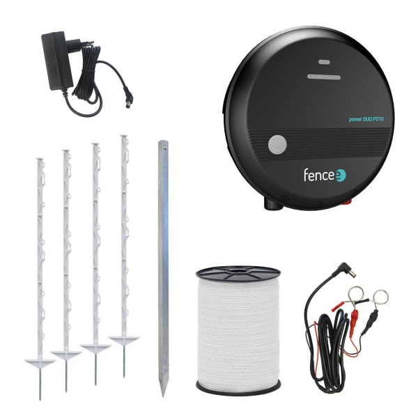 Set elektrického ohradníku pro koně, poníky, psy, skot a proti škůdcům - DUO zdroj - páska 200 m
