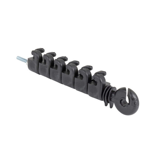 Izolátor na elektrický ohradník proti škůdcům, 7 oček pro vodivé lanko, pro vedení Plus – Mínus, závit M6