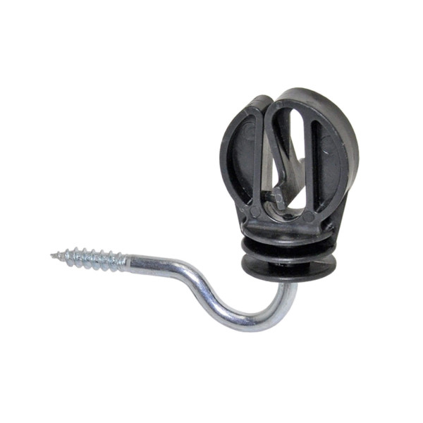 Izolátor se zahnutým vrutem 6 mm pro elektrický ohradník, pro lanka a pásky do 30 mm - 10 ks