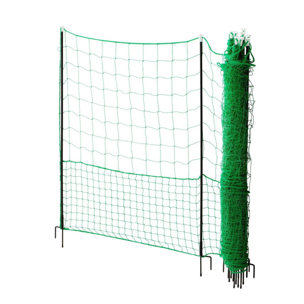 Nevodivá zelená ohradníková síť s brankou pro drůbež, délka 24 m, výška 112 cm