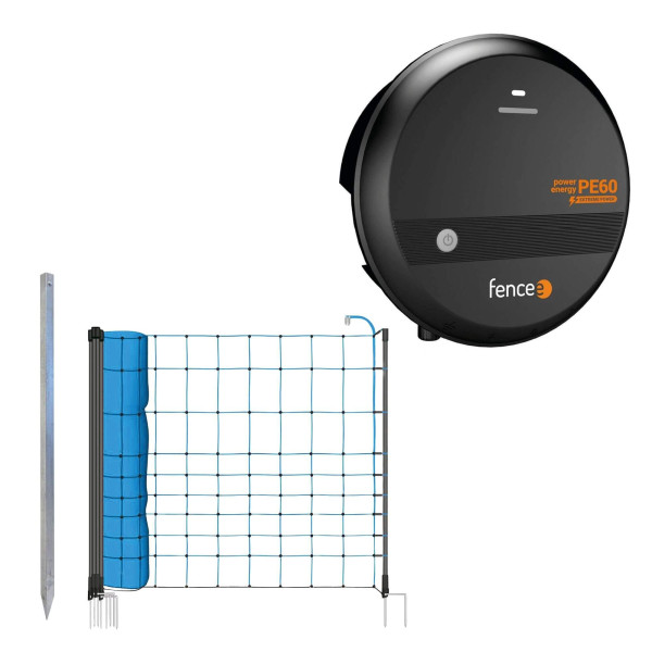 Sada pro elektrický ohradník s modrou sítí 120 cm proti vlkům + síťový zdroj s vysokým napětím