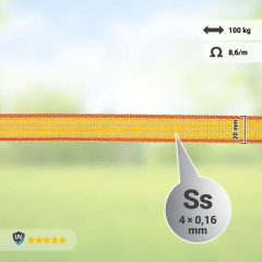 Páska pro elektrický ohradník, šířka 20 mm, žluto-oranžová, délka 200 m