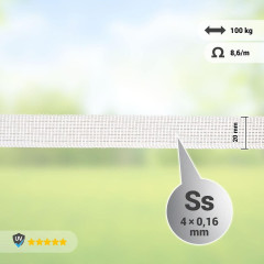 Páska na elektrický ohradník s šířkou 20 mm, bílá, délka 200 m