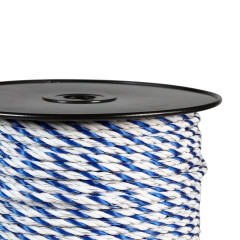 Lano pro elektrický ohradník, průměr 5 mm, modro-bílé, 200 m, 0,16 Ω/m