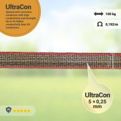 Páska pro elektrický ohradník, šířka 20 mm, hnědo-červená, délka 200 m