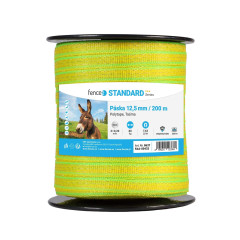 Páska pro elektrický ohradník s šířkou 12,5 mm, neon žluto-zelená, 200 m