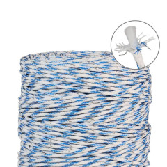 Pletené lanko pro elektrický ohradník, průměr 3 mm, bílo-modré, délka 200 m