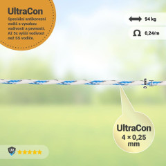 Pletené lanko pro elektrický ohradník, průměr 3 mm, bílo-modré, délka 200 m