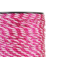 Lano pro elektrický ohradník, průměr 4,5 mm, růžovo-bílé, 200 m, 0,16 Ω/m