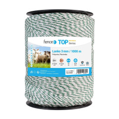 Lanko pro elektrický ohradník, průměr 3 mm, zeleno-bílé, délka 1000 m, 0,1 Ω/m