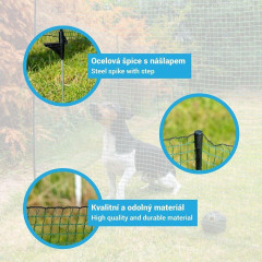 Univerzální zelená ohradníková síť, nevodivá FIX, délka 15 m, výška 90 cm