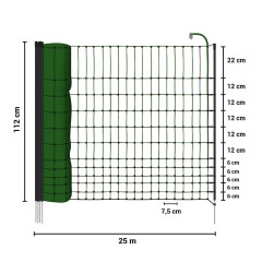 Elektrická síť STANDARD pro drůbež, slepice a kuřata, výška 112 cm, délka 25 m, 1 hrot