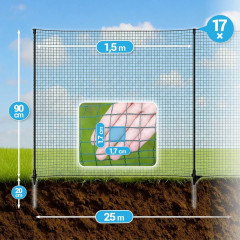 Univerzální zelená ohradníková síť, nevodivá FLEX, délka 25 m, výška 90 cm