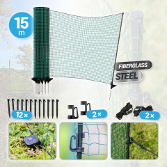 Univerzální zelená ohradníková síť, nevodivá FIX, délka 15 m, výška 90 cm