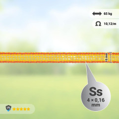 Páska pro elektrický ohradník, šířka 10 mm, žluto-oranžová, délka 250 m