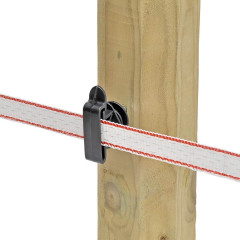 Izolátor pro elektrický ohradník plochý, pro pásku do 40 mm, lanka a lana - 25 ks