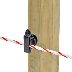 Izolátor pro elektrický ohradník plochý, pro pásku do 40 mm, lanka a lana - 25 ks