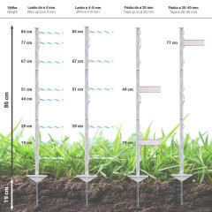 Sloupek plastový pro elektrický ohradník, délka 105 cm, 8 oček, bílý