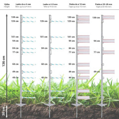 Sloupek plastový pro elektrický ohradník, délka 156 cm, 11 oček, bílý