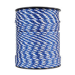 Lano pro elektrický ohradník, průměr 6 mm, modro-bílé, 200 m, 0,4 Ω/m