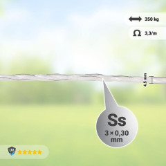 Lano pro elektrický ohradník, průměr 4,5 mm, bílé, délka 200 m