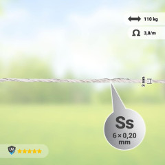 Lanko pro elektrický ohradník, průměr 3 mm, bílé, délka 400 m