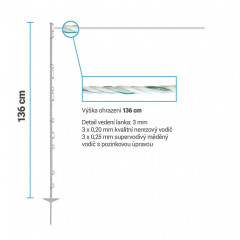 Set elektrického ohradníku pro koně, hříbata, poníky, osly - DUO zdroj -  lano 200 m