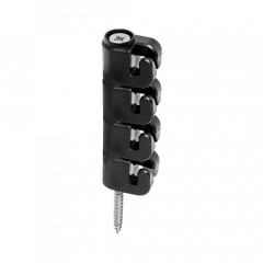 Izolátor na elektrický ohradník proti škůdcům, 4 očka pro lanko a drát, pro vedení Plus – Mínus, nerez