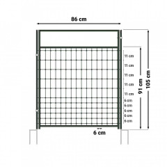 Vchodová branka k elektrické ohradníkové síti, výška 105 cm, šířka 86 cm, dvojitý hrot