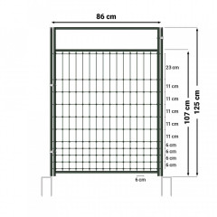 Vchodová branka k elektrické ohradníkové síti, výška 125 cm, šířka 83 cm, dvojitý hrot