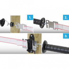 Izolátor pro elektrický ohradník k vchodové brance, plochý pro pásku do 40 mm, na hřebík nebo vrut - 4 ks