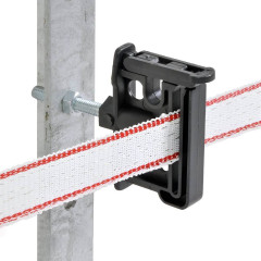 Izolátor k elektrickému ohradníku plochý pro pásku do 40 mm a lanko do 6 mm, metrický závit M6 - 25 ks