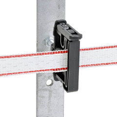 Izolátor k elektrickému ohradníku plochý pro pásku do 40 mm a lanko do 6 mm, metrický závit M6 - 25 ks