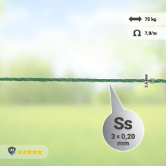 Lanko pro elektrický ohradník, průměr 2,5 mm, zelené, délka 250 m