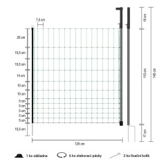 Vchodová branka k elektrické ohradníkové síti, výška 112 cm, šířka 120 cm, dvojitý hrot