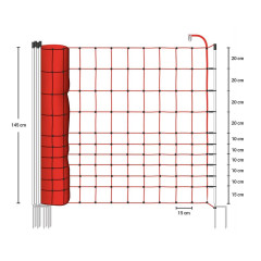 Ohradníková elektrická síť pro koně a poníky, výška 145 cm, délka 50 m, dvojitý hrot
