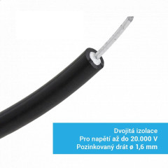 Vysokonapěťový hliníkový kabel s průměrem 1,6 mm pro elektrický ohradník - 20 m