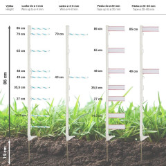 Sloupek plastový pro elektrický ohradník, délka 105 cm, 9 oček, bílý