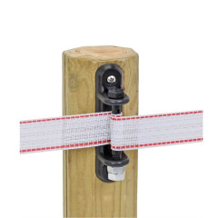 Izolátor napínací na vrut, pro pásku do 40 mm, rohový s plastovým šroubem – 10 ks