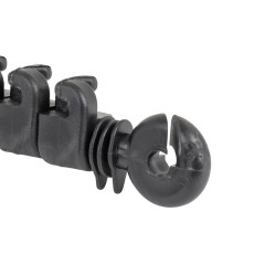 Izolátor na elektrický ohradník proti škůdcům, 7 oček pro vodivé lanko, pro vedení Plus – Mínus, závit M6