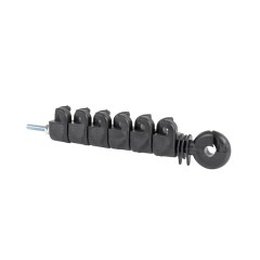 Izolátor na elektrický ohradník proti škůdcům, 7 oček pro vodivé lanko, pro vedení Plus – Mínus, závit M6