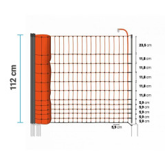 Sada elektrického ohradníku pro drůbež - ochrana proti lišce, kuně, kočce - DUO zdroj - síť 50 m, 112 cm