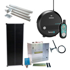 Premium sada solární ohradník - Kompletní přenosná schránka + 7J RF chytrý zdroj, panel 100 W