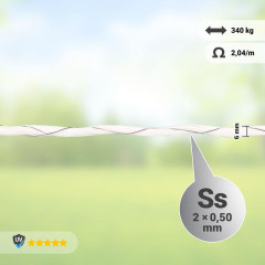 Lano s opletem pro elektrický ohradník, průměr 6 mm, 200 m