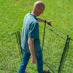 Vchodová branka k síti pro elektrický ohradník, výška 120 cm, šířka 86 cm, dvojitý hrot