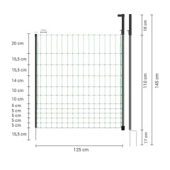 Vstupní branka k síti pro elektrický ohradník, výška 110 cm, šířka 125 cm, dvojitý hrot