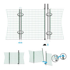 Vstupní branka k síti pro elektrický ohradník, výška 110 cm, šířka 125 cm, dvojitý hrot