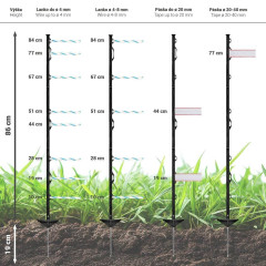 Plastový sloupek pro elektrický ohradník, délka 105 cm, 8 oček, černý