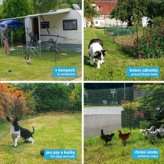 Sada dvou nevodivých ohradníkových sítí 90 cm s brankou pro psy, kočky, králíky a drůbež