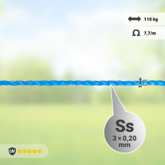 Lanko pro elektrický ohradník, průměr 3 mm, modré, délka 800 m